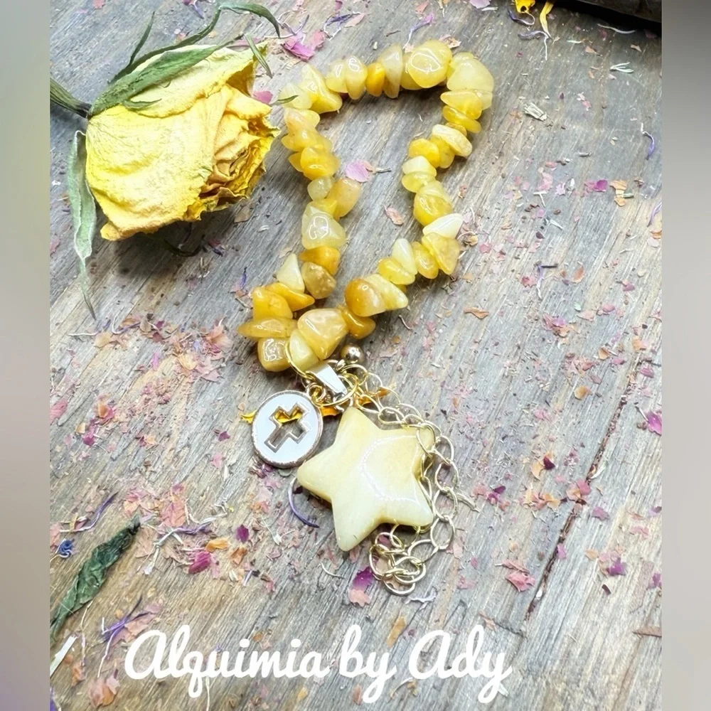 SUMMER BEADED Gold and yellow agate bracelet
